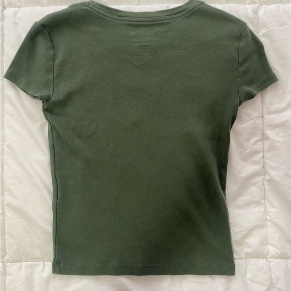 Olive Green Tommy Hilfiger Cropped Tee - Picture 4 of 5